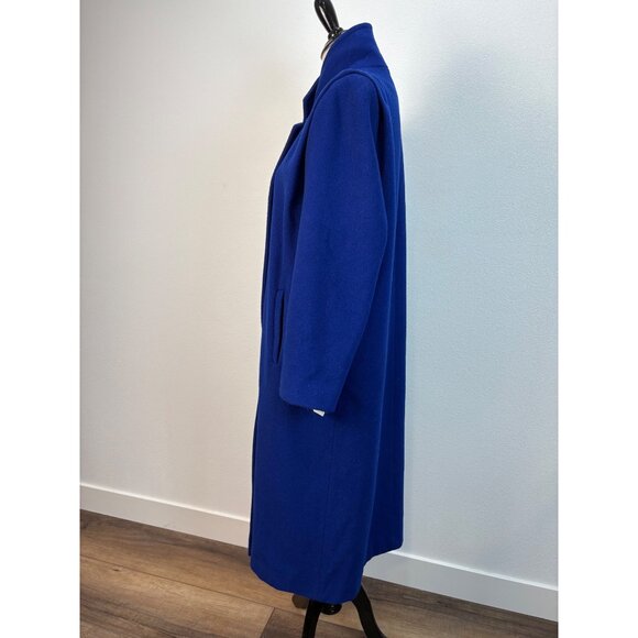 VTG Forecaster Of Boston Womens Blue Wool Long Double-Breasted Coat 13/14 USA - Picture 3 of 14
